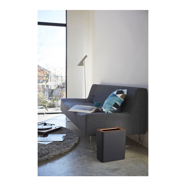 Juodos spalvos iš plieno šiukšliadėžė biurui 10 l Rin – YAMAZAKI-image-1