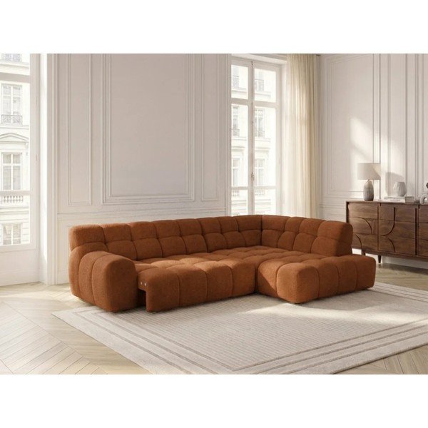 Oranžinės spalvos sulankstoma/ar elektrisko sēdekļa regulēšanu kampinė sofa (su dešiniuoju kampu/„L“ formos) Andre – Bobochic Paris-image-2
