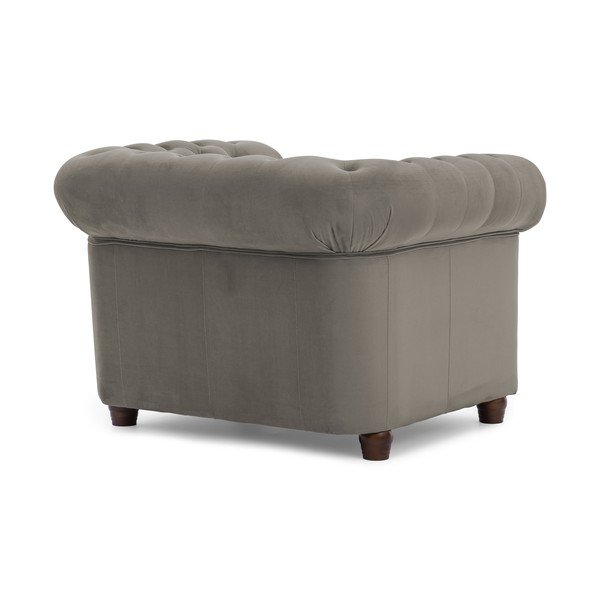 Pilkos spalvos Chesterfield krėslas iš velveto York Blik – Ropez-image-2