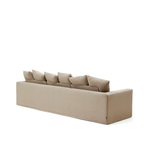 Iš lino sofa smėlio spalvos 340 cm Nora – Kave Home-image-3
