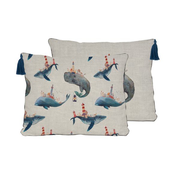 Lininė pagalvė Little Nice Things Whale, 50 x 35 cm-image-2
