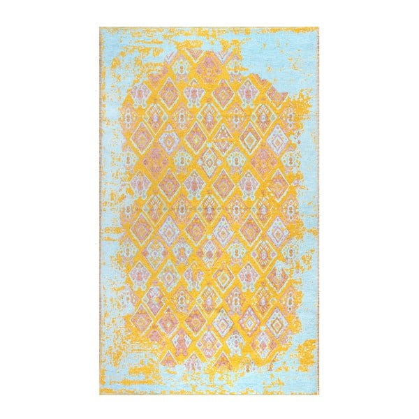 Dvipusis geltonos ir mėlynos spalvos kilimas "Vitaus Normani", 77 x 200 cm