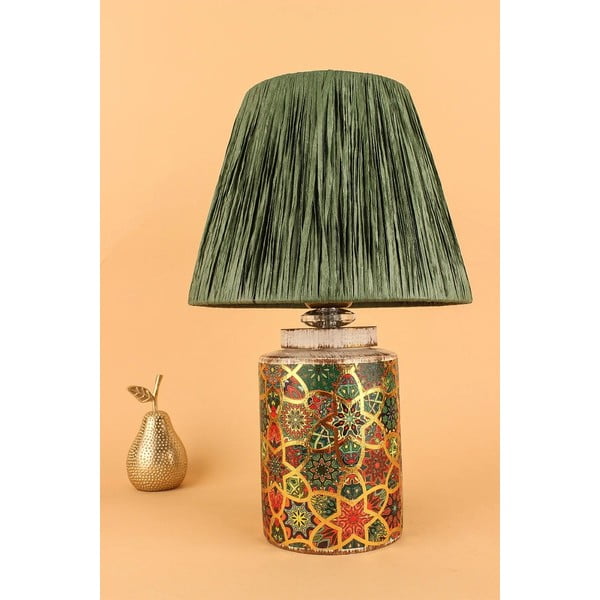 Žalios spalvos stalinis šviestuvas (aukštis 38 cm) su gaubtu iš virvės Alev – Opviq lights-image-3