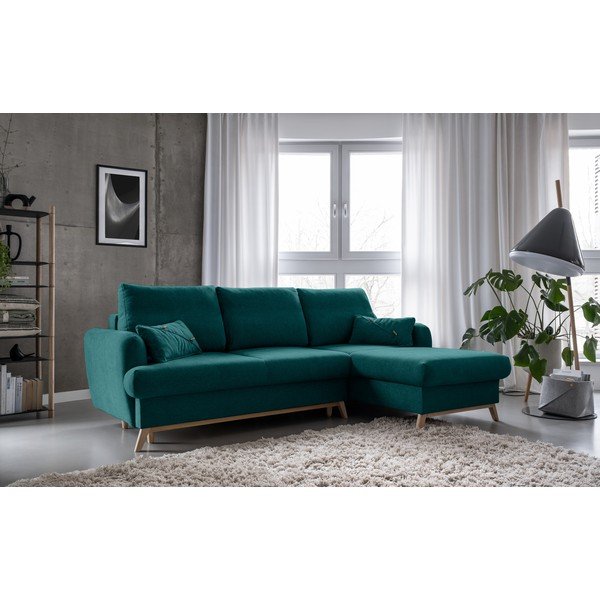 Turkio spalvos sulankstoma/su sandėliavimo vieta kampinė sofa (su dešiniuoju kampu/su gultu) Scandic Lagom – Miuform-image-3