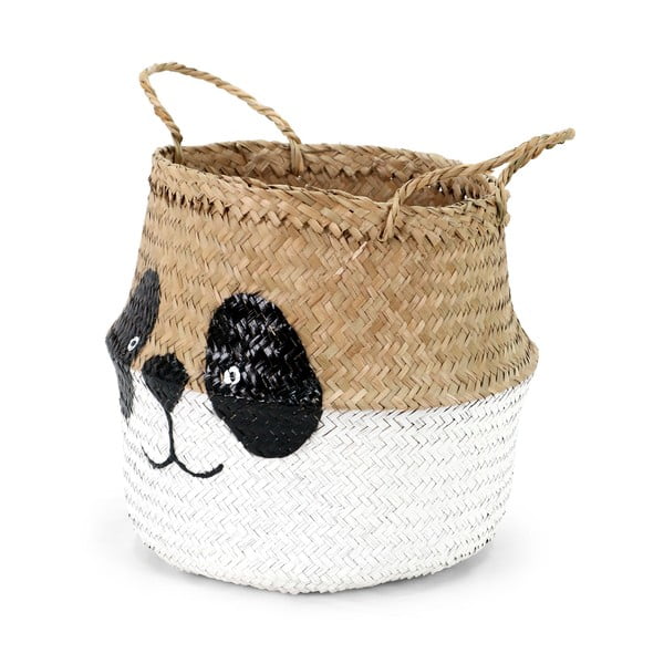 Iš jūržolės vaikiškas krepšys baltos spalvos/natūralios spalvos ø 25x24 cm Panda – Compactor-image-3