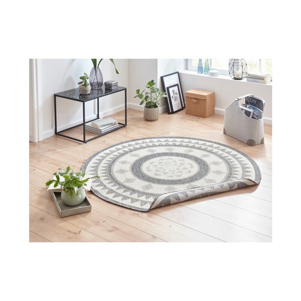 Pilkos ir kreminės spalvos lauko kilimas NORTHRUGS Jamaica, ⌀ 140 cm-image-2