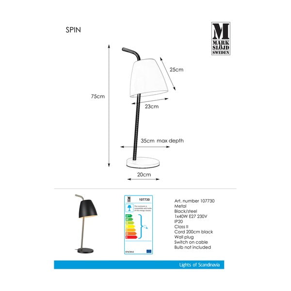 Juoda stalinė lempa Markslöjd Spin Table Black-image-2