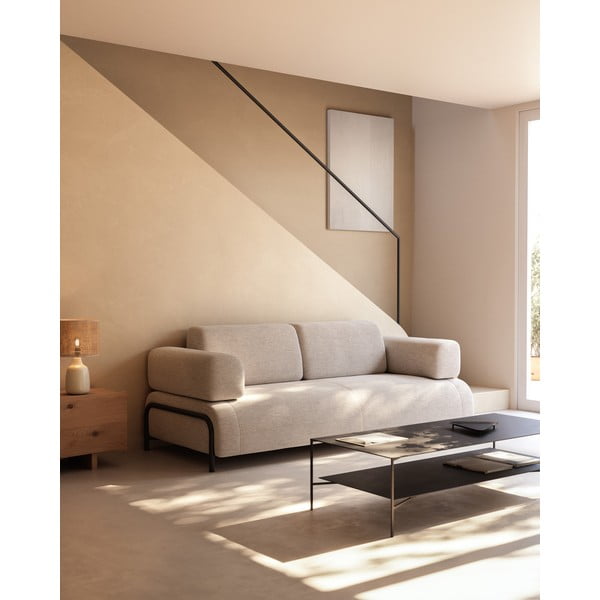 Iš plieno kavos staliukas juodos spalvos 60x140 cm Azisi – Kave Home-image-1