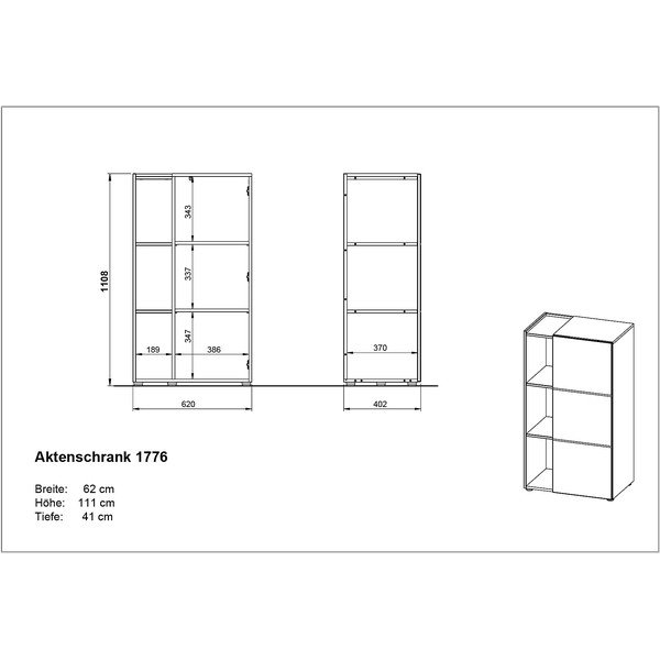 Tamsiai pilka ąžuolinė knygų spinta 62x112 cm Olvera - Germania-image-4