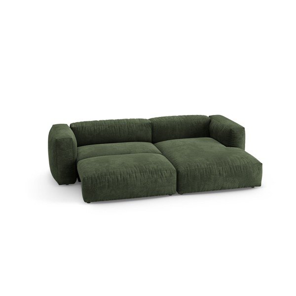 Žalios spalvos sulankstoma modulinė kampinė sofa iš velveto (su dešiniuoju kampu/su gultu) – Micadoni -image-4