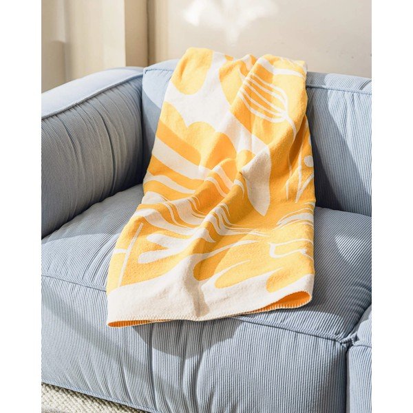 Geltonos spalvos antklodė ir pledas 165x200 cm Lino – noo.ma-image-2