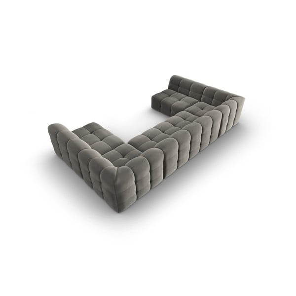 Pilka aksominė kampinė sofa (U formos) Kendal - Micadoni Home-image-4