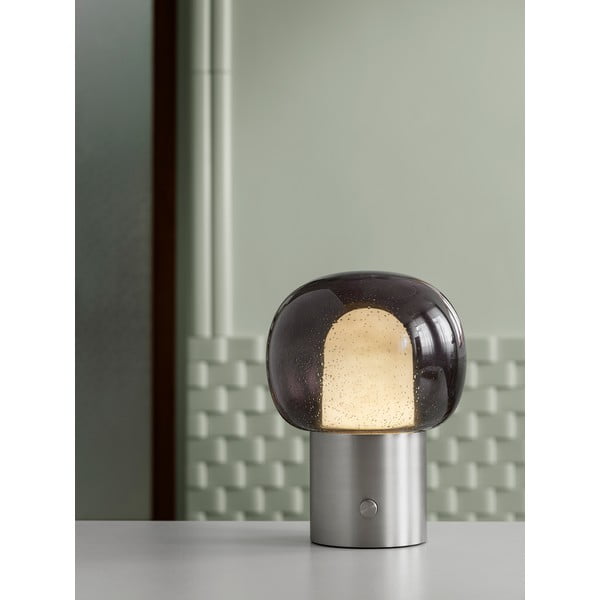Antracito spalvos iš aliuminio stalinis šviestuvas LED (aukštis 32 cm) su stiklo gaubtu Iris – Blomus-image-1
