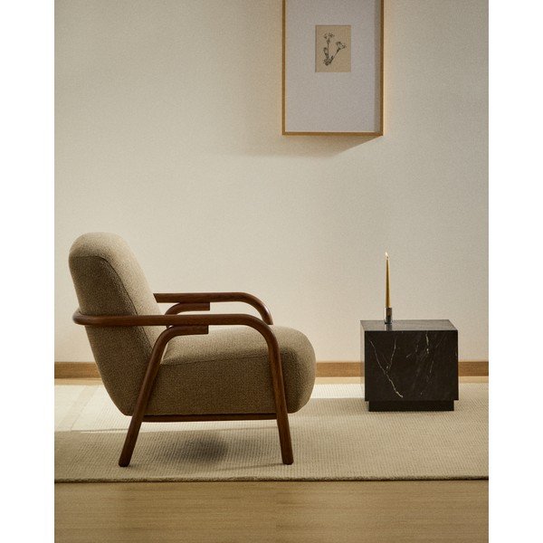 Taupe spalvos krėslas iš šenilinio audinio Sylo – Kave Home-image-1