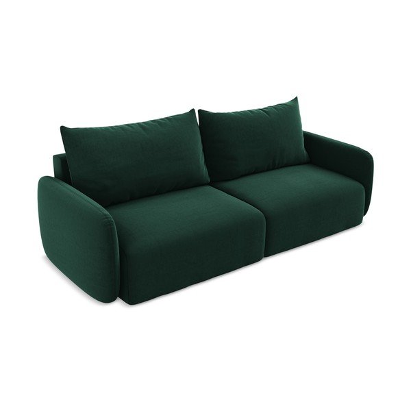Tamsiai žalios spalvos sulankstoma/su sandėliavimo vieta sofa iš velveto 238 cm Kalena – Makamii-image-3
