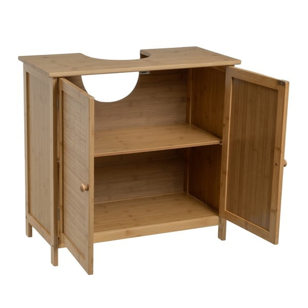 Iš bambuko spintelė po kriaukle natūralios spalvos 63x60 cm – Casa Selección-image-2