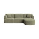 Žalios spalvos kampinė sofa iš kordinio velveto (su dešiniuoju kampu/su gultu) Campi – Cosmopolitan Design