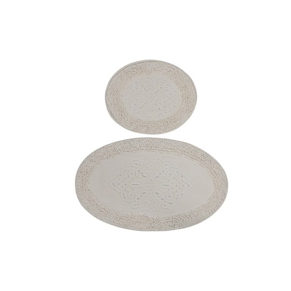 2 pilkų ovalių vonios kilimėlių rinkinys 100x60 cm – Foutastic