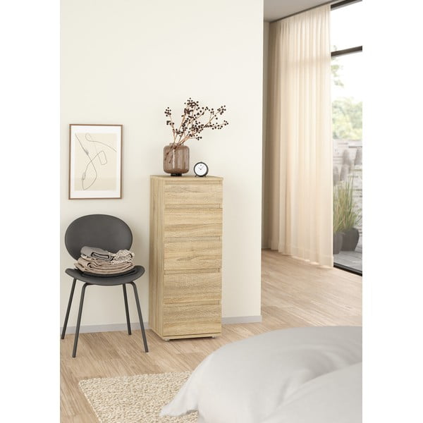 Aukšta šoninė spintelė natūralios spalvos iš ąžuolo 40x107 cm Nova – Tvilum-image-1