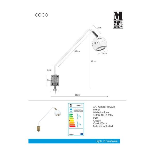 Baltas sieninis šviestuvas "Markslöjd Coco-image-2