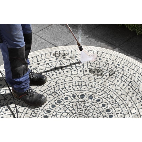 Pilkos ir kreminės spalvos lauko kilimas NORTHRUGS Porto, ø 200 cm-image-4