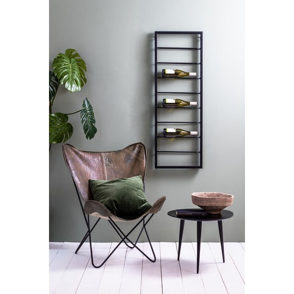 Sieninė iš metalo vyno lentyna juodos spalvos 42x120x6 cm Macaben – Light & Living-image-2