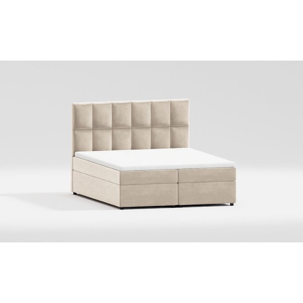 Dvigulė lova baltos spalvos/kreminės spalvos audiniu dengta su sandėliavimo vieta 180x200 cm Flip – Ropez