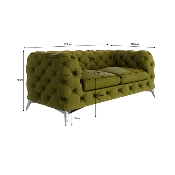 Žalios spalvos iš velveto sofa 185 cm Chelsea – Ropez-image-3