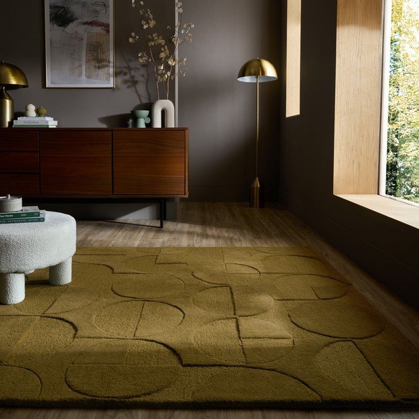 Rankų darbo tamsiai žalios spalvos iš vilnos kilimas 160x230 cm Gigi – Flair Rugs-image-1