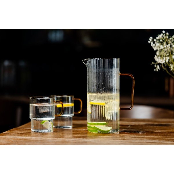 Geltonos spalvos iš stiklo puodeliai 2 vnt. kapučino 350 ml Livio – Vialli Design-image-2