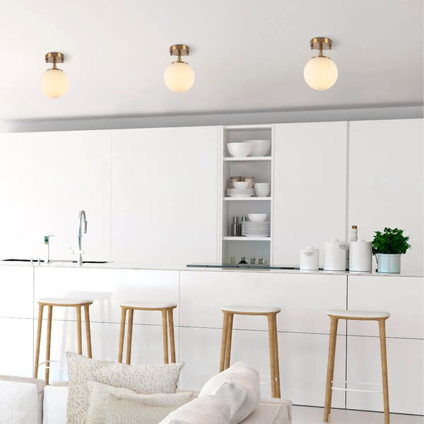 Baltos spalvos/žalvario spalvos lubinis šviestuvas ø 15 cm su stiklo gaubtu Atmaca – Opviq lights-image-3