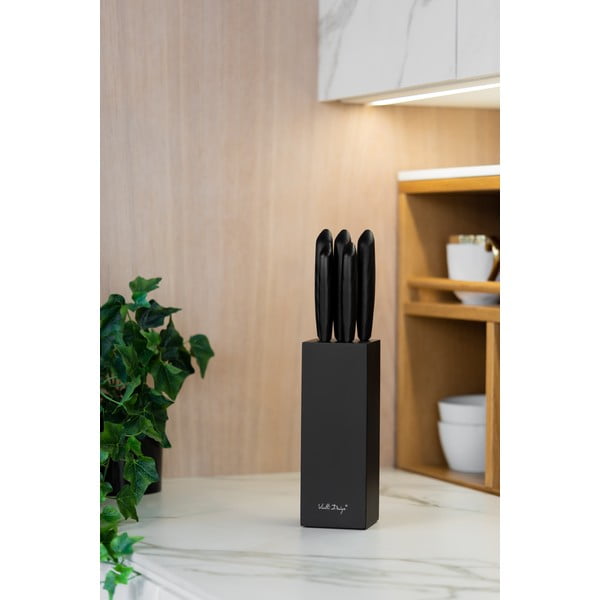 Sada 5 nožů v černém držáku Vialli Design Caro-image-1