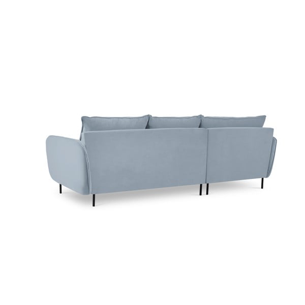 Šviesiai mėlyna aksominė kampinė sofa (kairysis kampas) Vienna - Cosmopolitan Design-image-4
