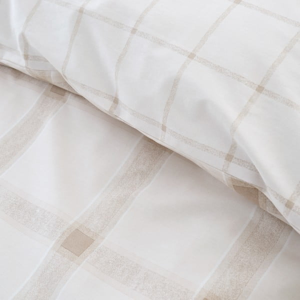 Smėlio spalvos iš medvilnės dvigulė patalynė 200x200 cm Oxton Check – Bianca-image-4