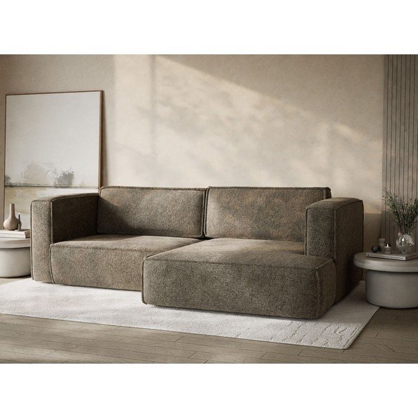 Rudos spalvos sulankstoma/su sandėliavimo vieta kampinė sofa iš šenilinio audinio (su dešiniuoju kampu/su gultu) Velto – Maison de Rêve-image-4