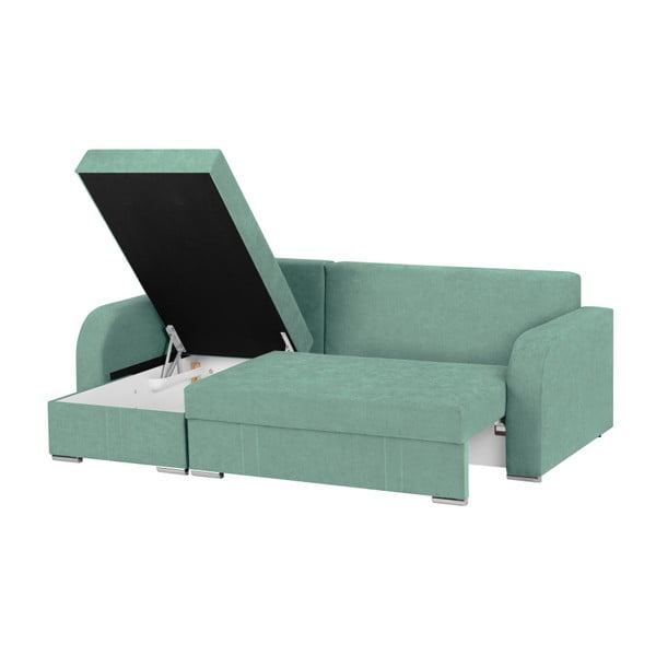 Mėtų žalios spalvos kampinė sofa-lova su laikymo vieta "Melart Louise", kairysis kampas-image-4