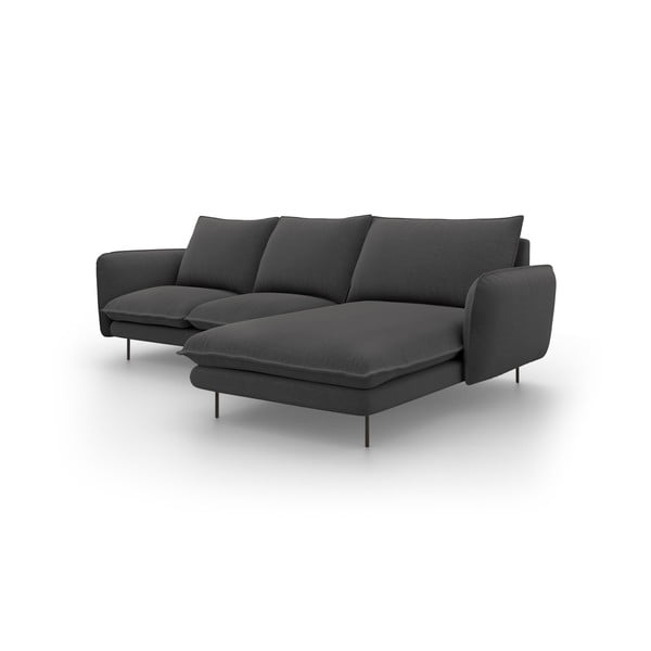 Tamsiai pilkos spalvos kampinė sofa Cosmopolitan Design Vienna, kampas dešinėje