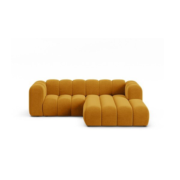 Kampinė sofa geltonos spalvos (su dešiniuoju kampu) Lupine – Micadoni Home