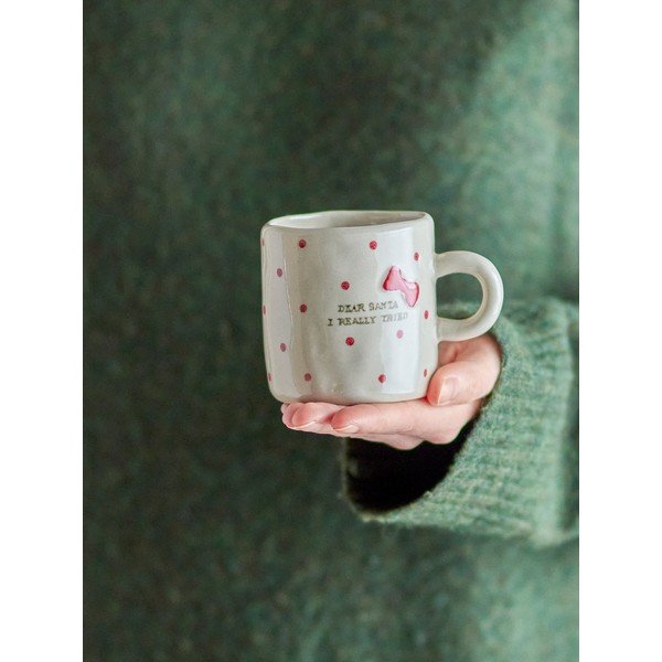 Kreminės spalvos iš molio puodeliai 4 vnt. su Kalėdų motyvu 260 ml Christy – Bloomingville-image-1