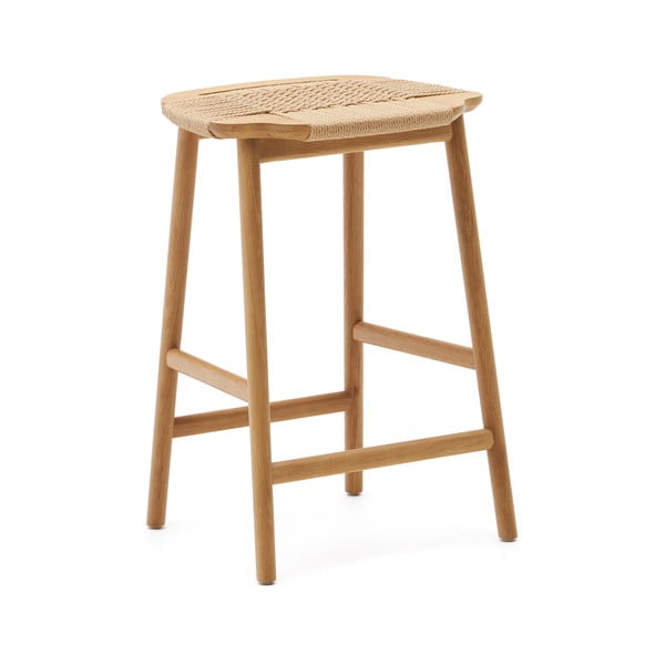 Natūralios spalvos iš ąžuolo masyvo baro taburetė (sėdynės aukštis 65 cm) Enit – Kave Home-image-3