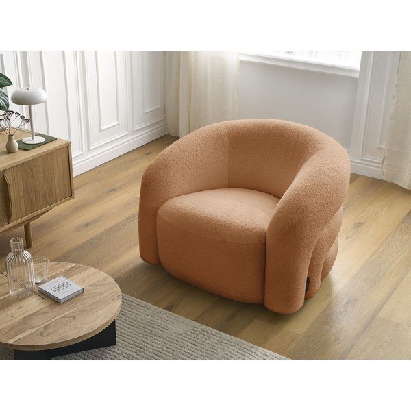 Oranžinės spalvos pasukamas krėslas iš boucle Elina – Bobochic Paris-image-1