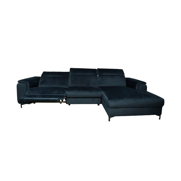 Kampinė sofa tamsiai mėlynos spalvos iš velveto (su dešiniuoju kampu) Brito – MESONICA-image-3