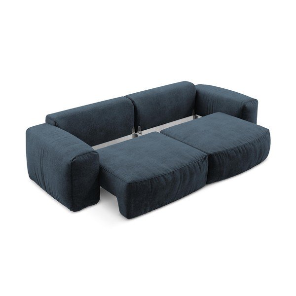 Tamsiai mėlynos spalvos sulankstoma sofa iš šenilinio audinio 275 cm Kuki – Makamii-image-4