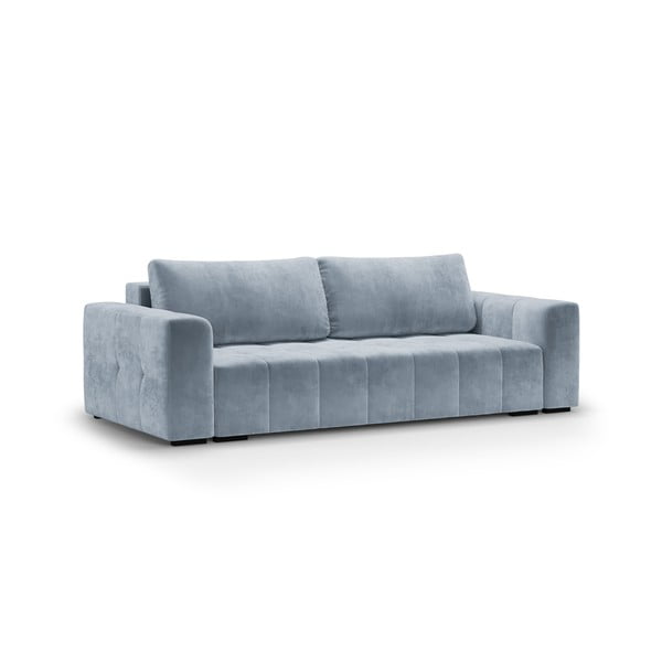Šviesiai mėlyna aksominė sofa-lova Milo Casa Luca-image-2