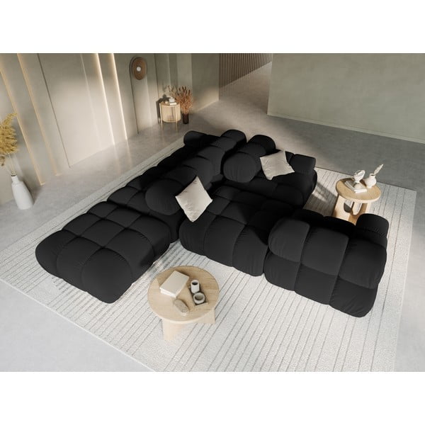 Sofa juodos spalvos iš velveto 282 cm Bellis – Micadoni Home-image-1