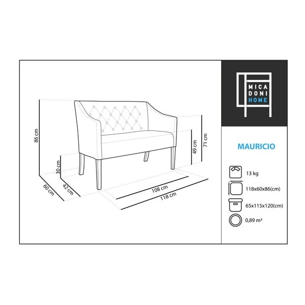 Geltonos spalvos dvivietė sofa Micadoni Home Mauricio-image-4