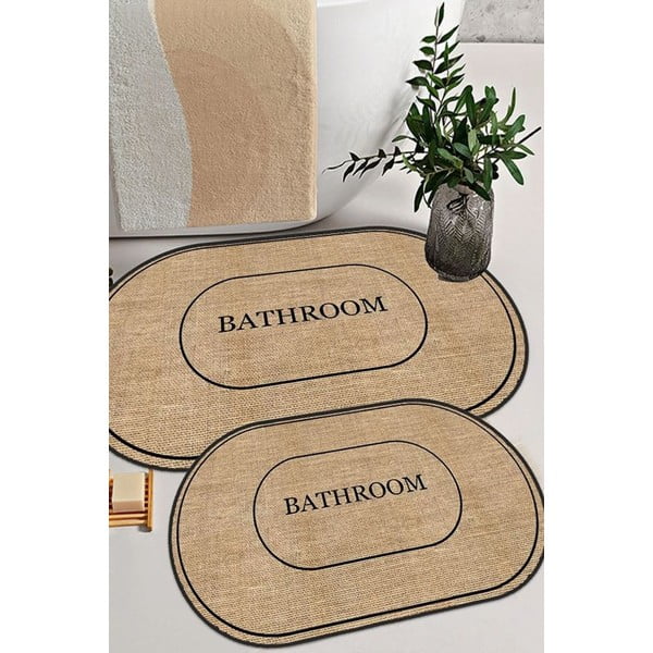 Vonios kilimėliai juodos spalvos/rudos spalvos 2 vnt. 60x90 cm Jute Look – Mila Home-image-1