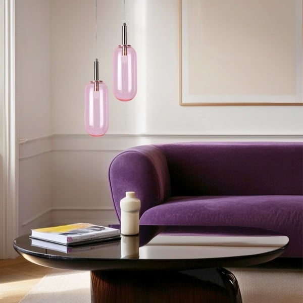 Violetinės spalvos kabantis šviestuvas LED ø 13 cm su stiklo gaubtu Fiuggi – Candellux Lighting-image-1