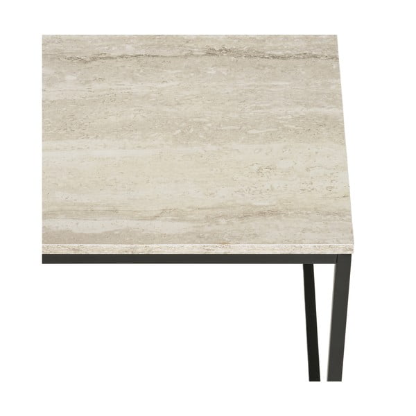 Juodos spalvos/smėlio spalvos kavos staliukas su akmens dekoru 60x90 cm Vita – House Nordic-image-3