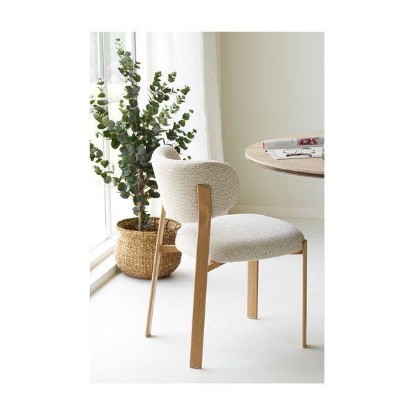 Baltos spalvos iš audinio valgomojo kėdė Savina – House Nordic-image-1